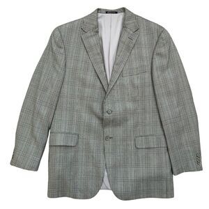 HART SCHAFFNER MARX Mens Gray Plaid Sport Coat Suit Jacket Blazer 43 R